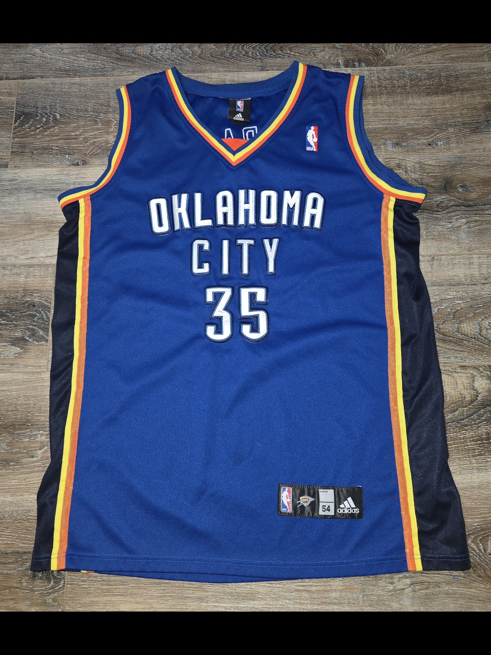 Adidas Okc Oklahoma City Thunder #35 Kevin Durant Blue NBA Jersey Mens Sizw 54